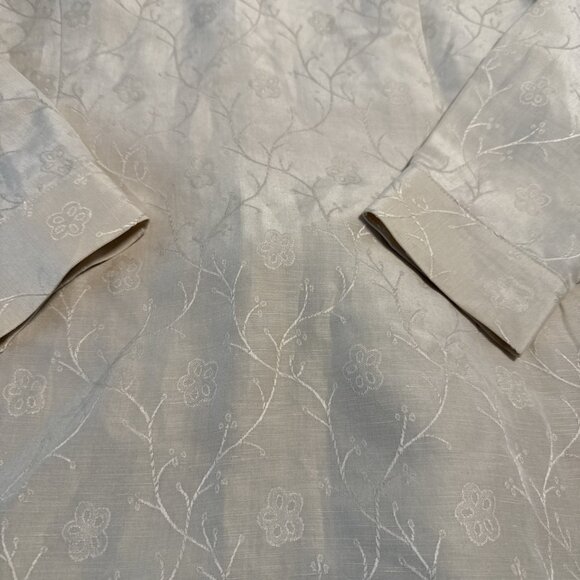 Chelsea Cambell Womens Button Up Shirt 12 Tan Embroidered Long Sleeve Collared - Picture 8 of 9